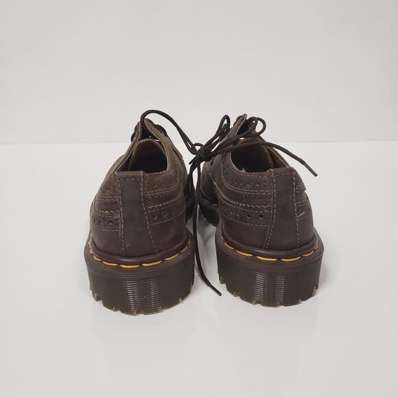 Doc Martens Junior 3989 YELLOW STITCH‎ SMOOTH LEATHER BROGUE SHOES - Size 4 - Picture 3 of 9